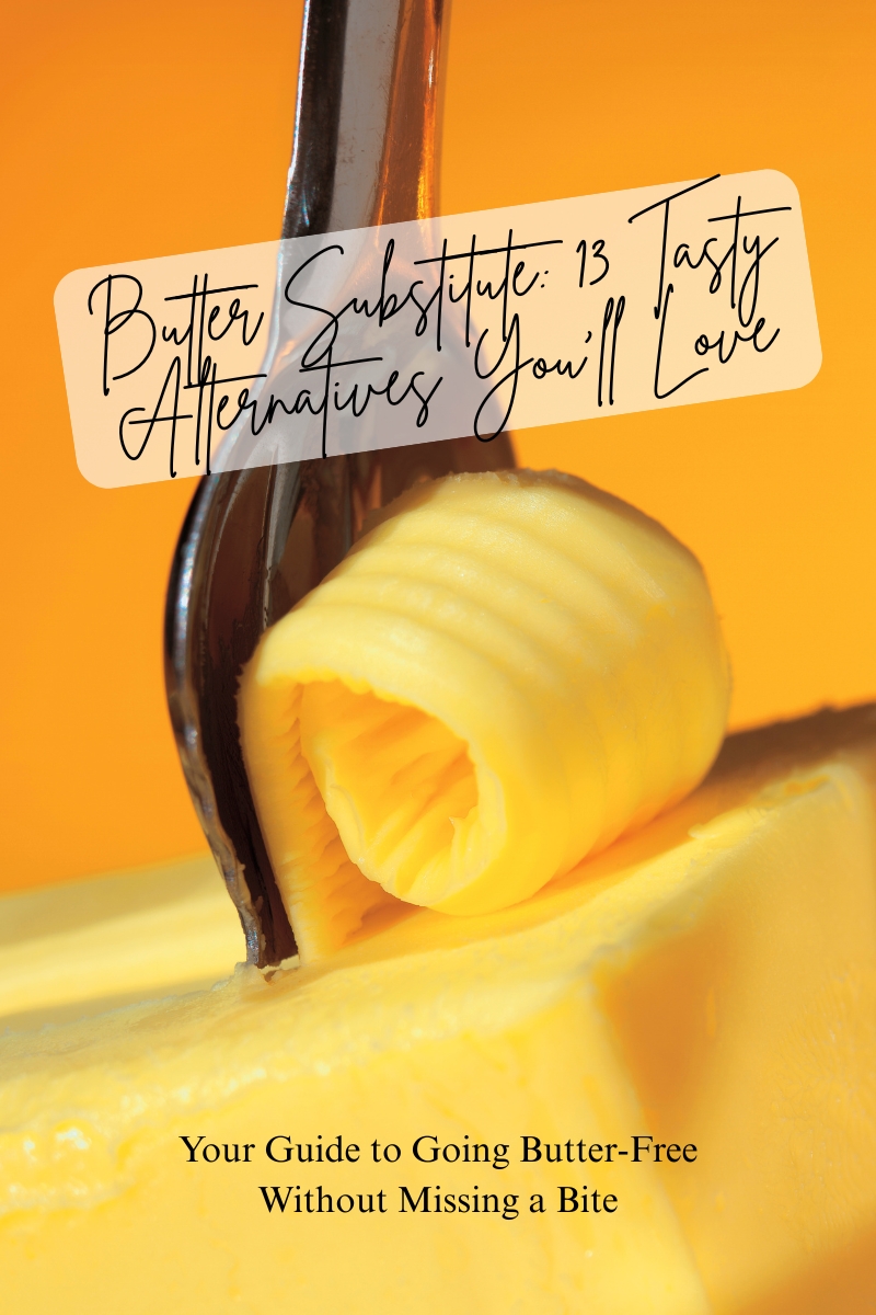 A graphic showcasing 13 delicious butter alternatives to maintain flavor in cooking and baking without sacrificing taste.