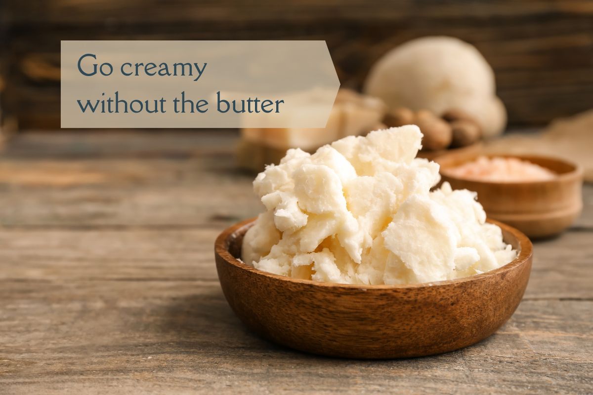 A creamy dish showcasing a butter-free alternative, emphasizing rich texture and flavor without using traditional butter.